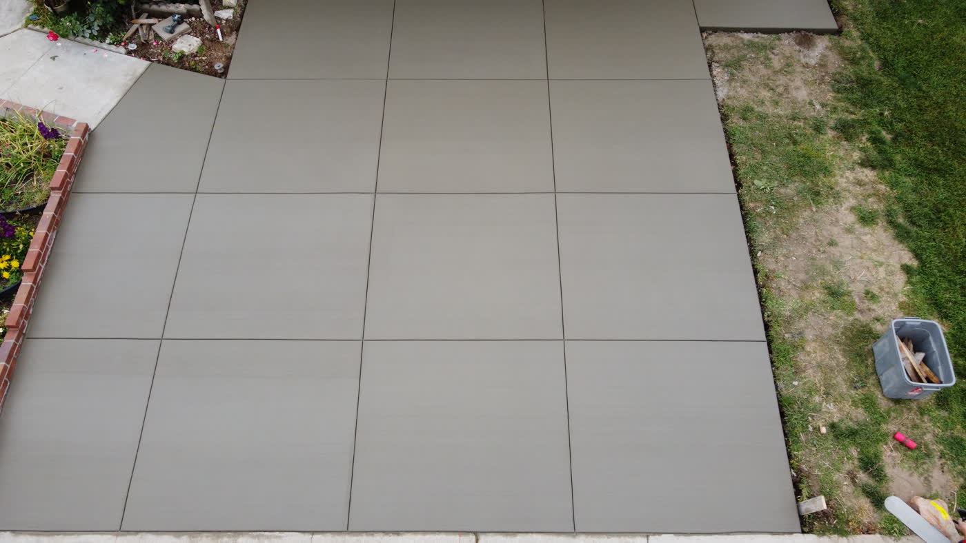 Aerial view of the finished driveway and its joint pattern