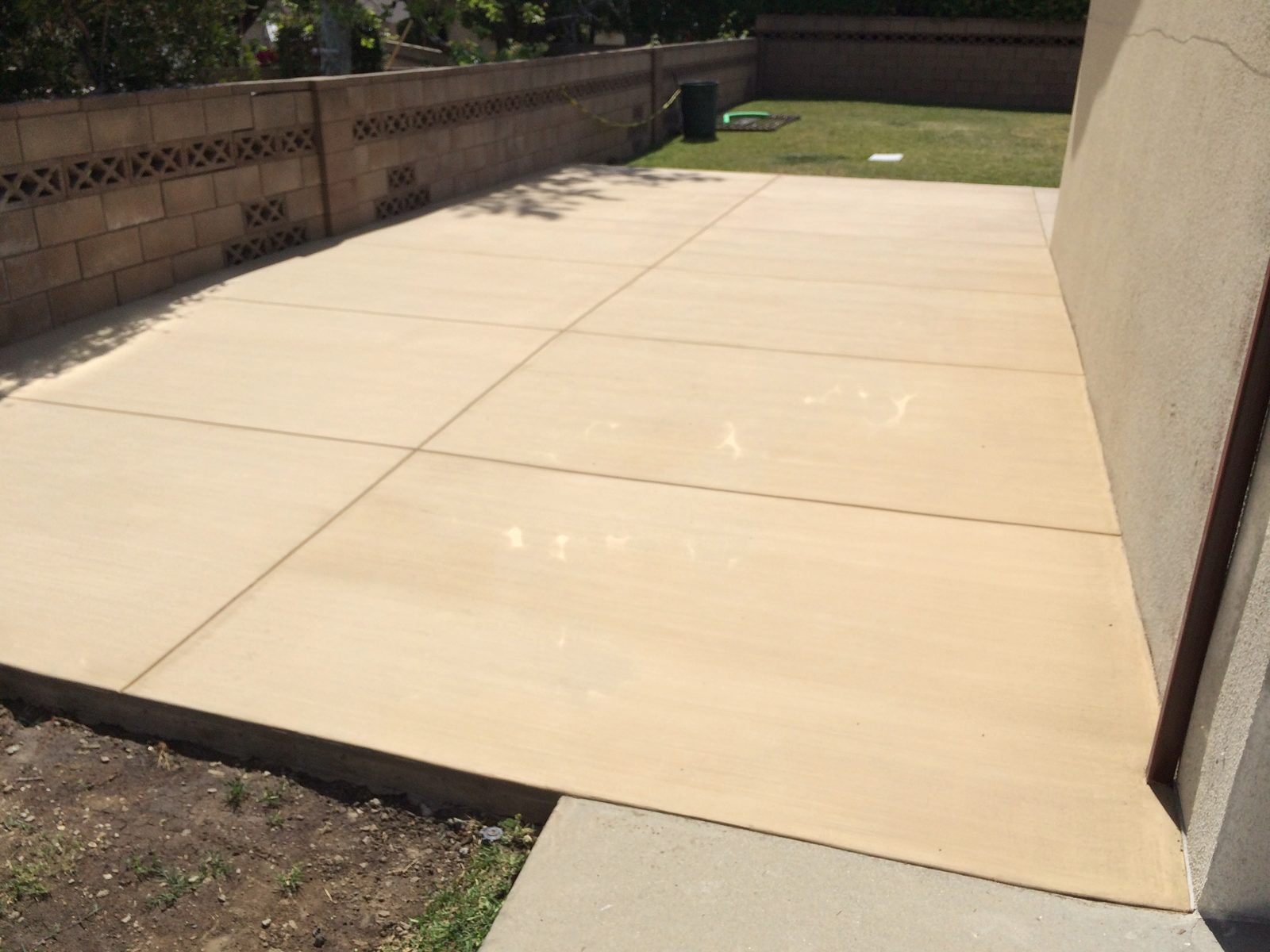 Tan colored concrete patio
